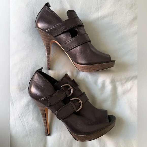 Coach Black Strappy Peep-Toe Heels - Picture 1 of 3